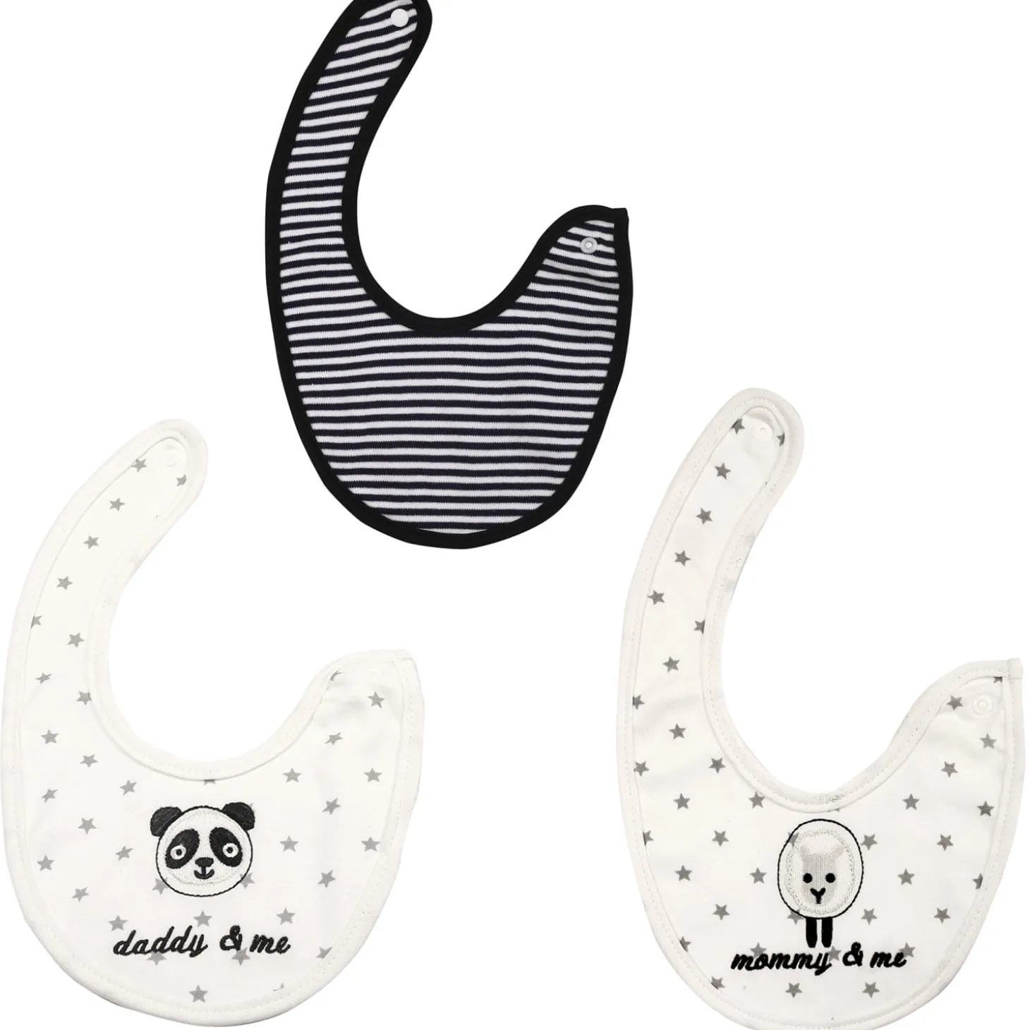 Lion And Panda Baby Black And White 3 Pk Bibs