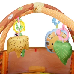 Lion Infant Play Mat Activity Gym With Hanging Toys And Balls - Yellow