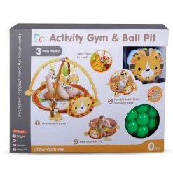 Lion Infant Play Mat Activity Gym With Hanging Toys And Balls - Yellow