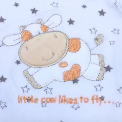 Little Cow Infant 2 Piece Full Sleeves Tshirt And Romper Set - White