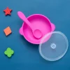 Magenta Silicon Bowl With Lid And Spoon Set