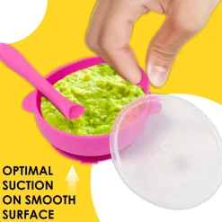 Magenta Silicon Bowl With Lid And Spoon Set
