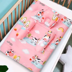 Mattress Set With Neck Pillow and Bolsters Milkaholic Peach