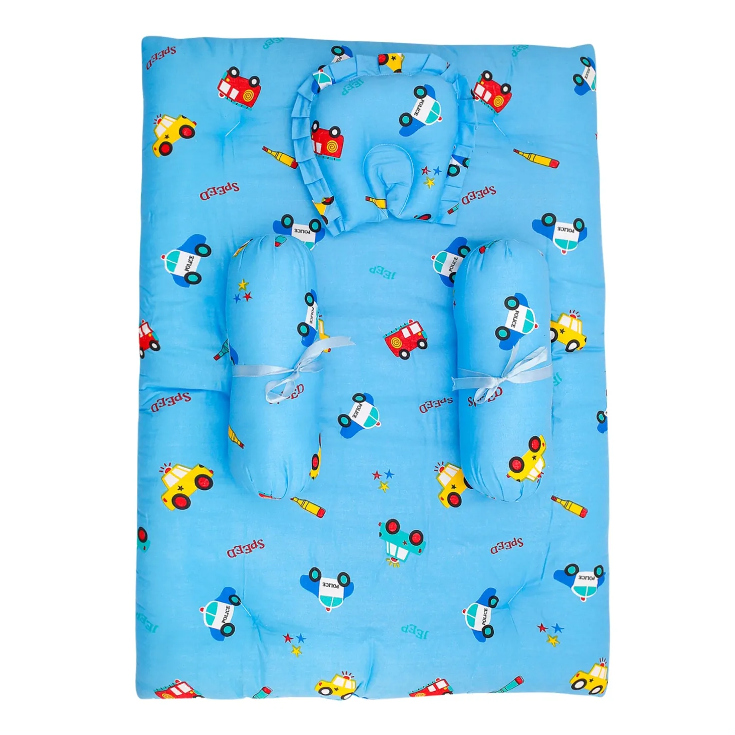 Mattress Set With Neck Pillow and Bolsters Catch Me If You Can Blue