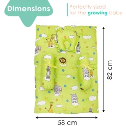 Mattress Set With Neck Pillow and Bolsters Fun In The Jungle Green