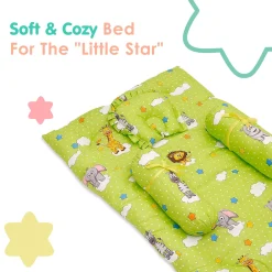 Mattress Set With Neck Pillow and Bolsters Fun In The Jungle Green