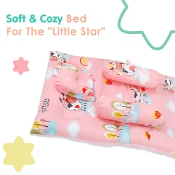 Mattress Set With Neck Pillow and Bolsters Milkaholic Peach