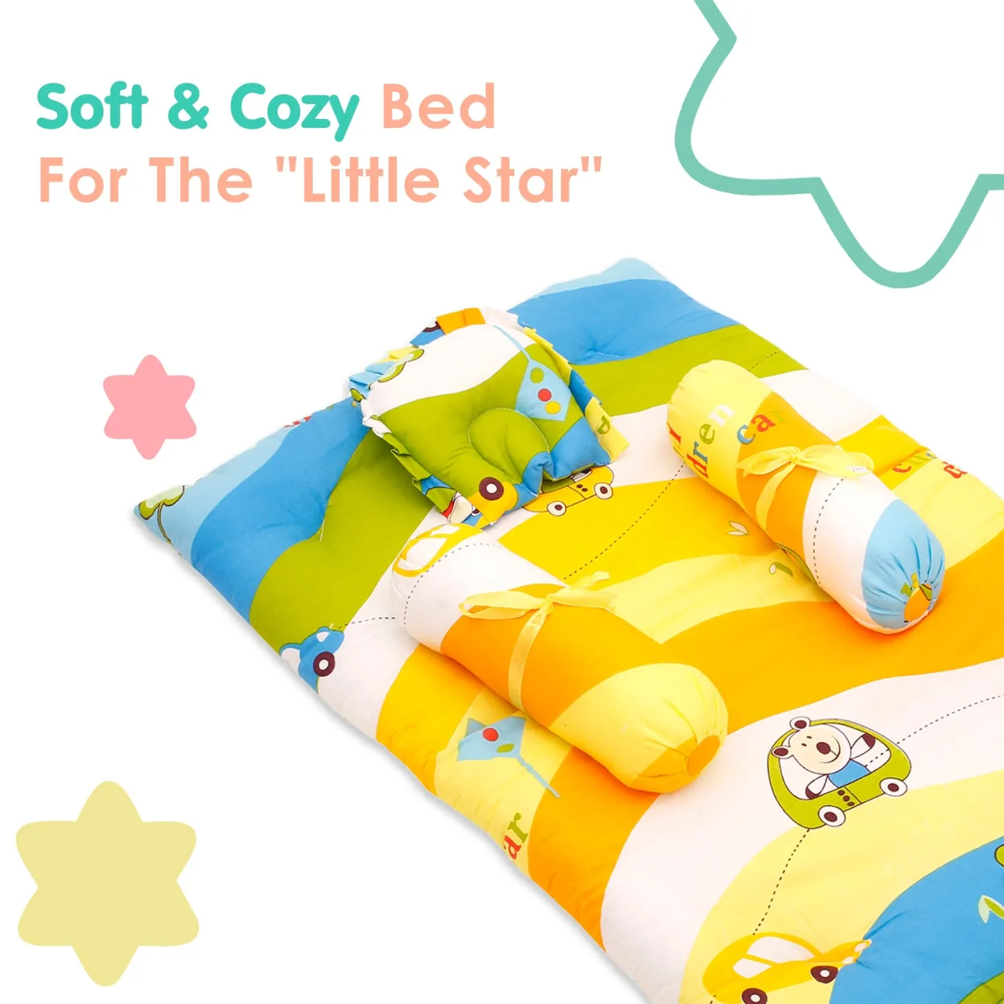 Mattress Set With Neck Pillow and Bolsters Cruising In My Car Multicolour