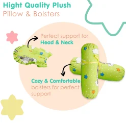Mattress Set With Neck Pillow and Bolsters Fun In The Jungle Green