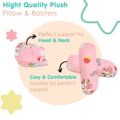 Mattress Set With Neck Pillow and Bolsters Milkaholic Peach