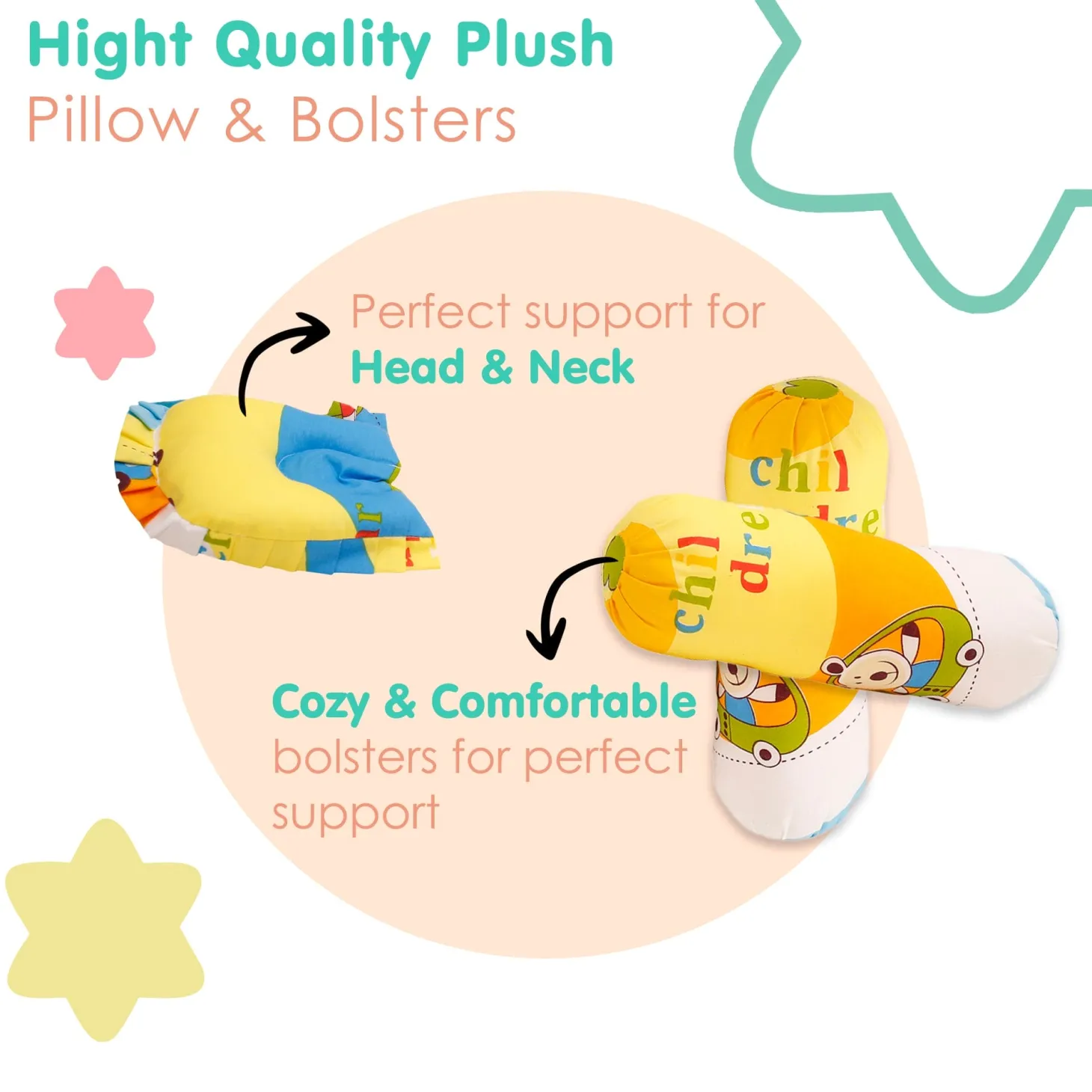 Mattress Set With Neck Pillow and Bolsters Cruising In My Car Multicolour