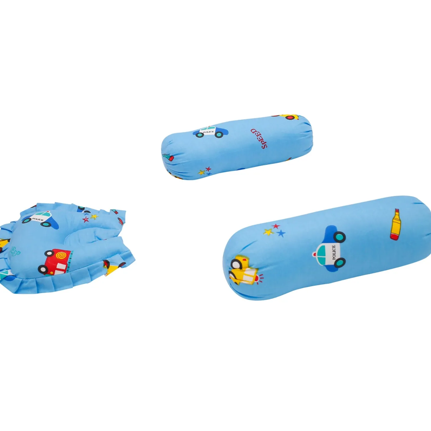 Mattress Set With Neck Pillow and Bolsters Catch Me If You Can Blue