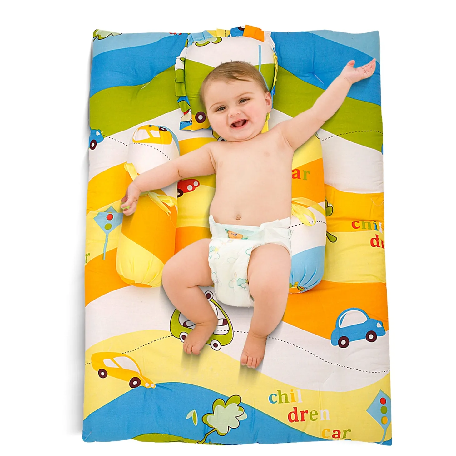Mattress Set With Neck Pillow and Bolsters Cruising In My Car Multicolour