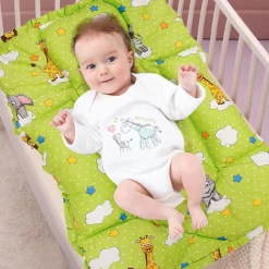 Mattress With Fixed Neck Pillow And Bolsters Fun In The Jungle Green
