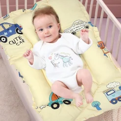 Mattress With Fixed Neck Pillow And Bolsters Vintage Ride Yellow