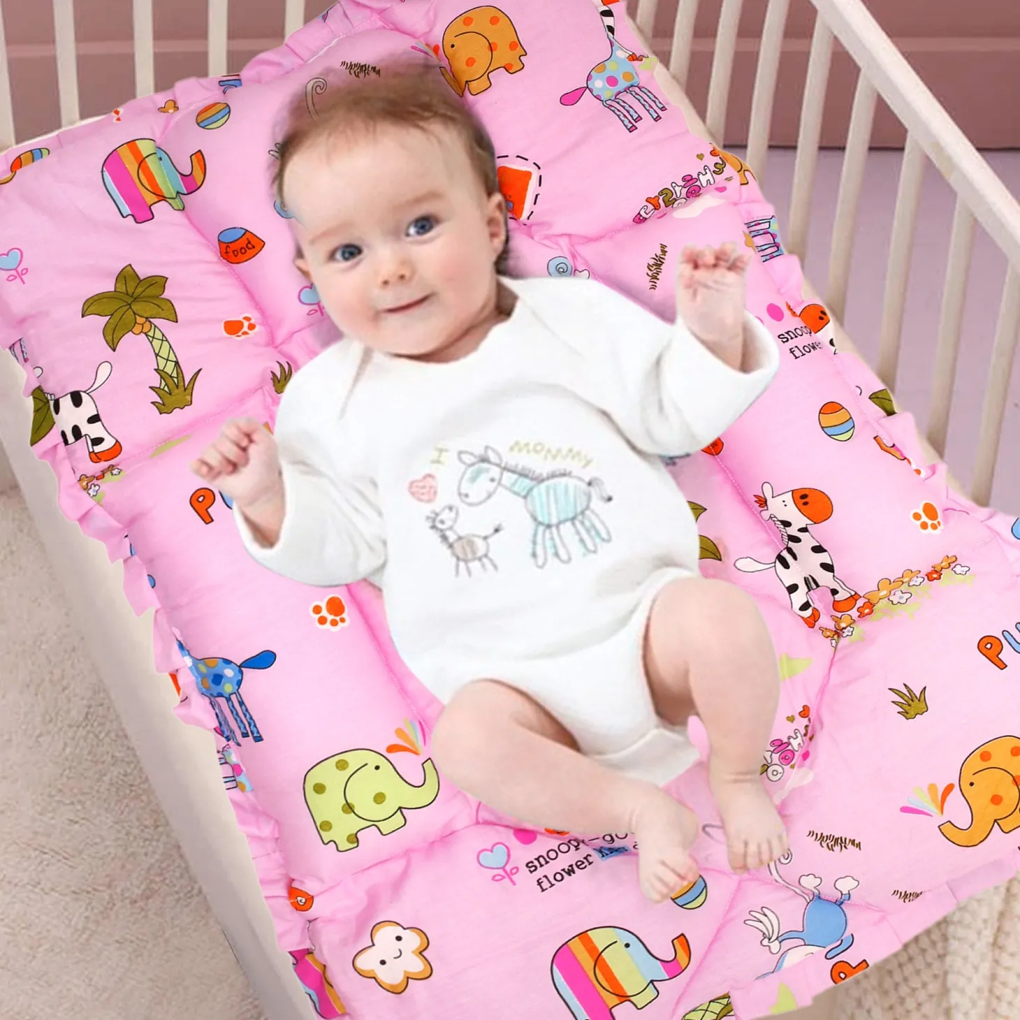 Mattress With Fixed Neck Pillow And Bolsters Savanna Ooh Na Na Pink