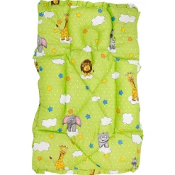 Mattress With Fixed Neck Pillow And Bolsters Fun In The Jungle Green