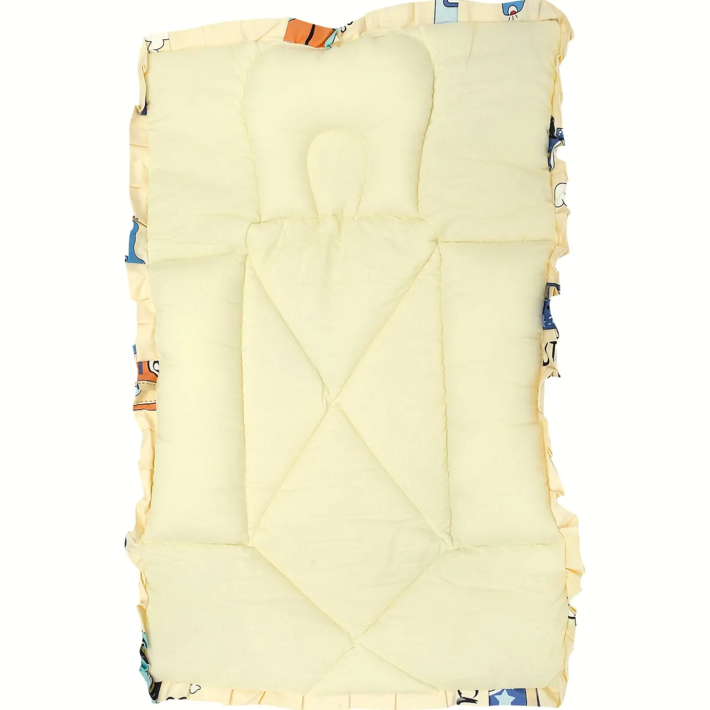 Mattress With Fixed Neck Pillow And Bolsters Vintage Ride Yellow