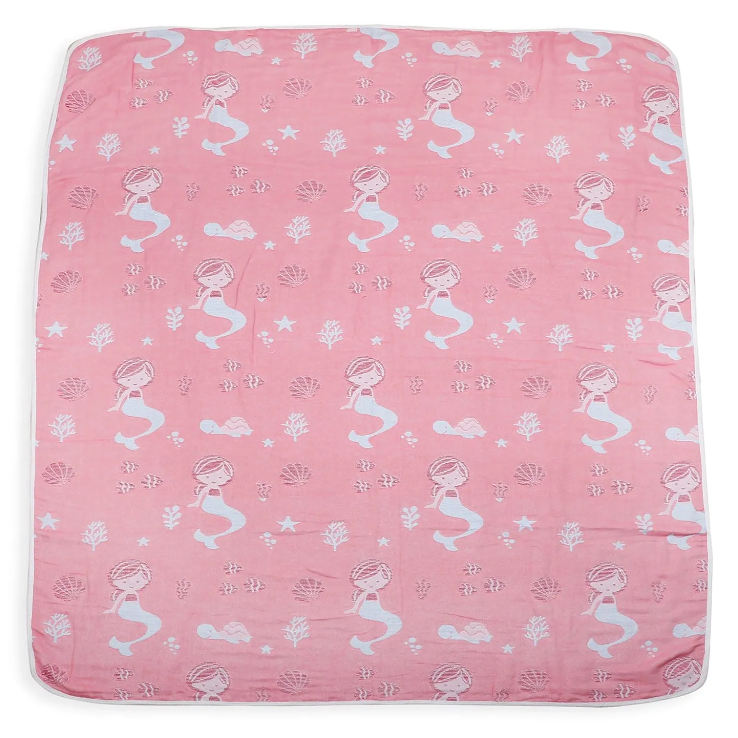 Mermaid Peach Embossed Baby XL Muslin Blanket