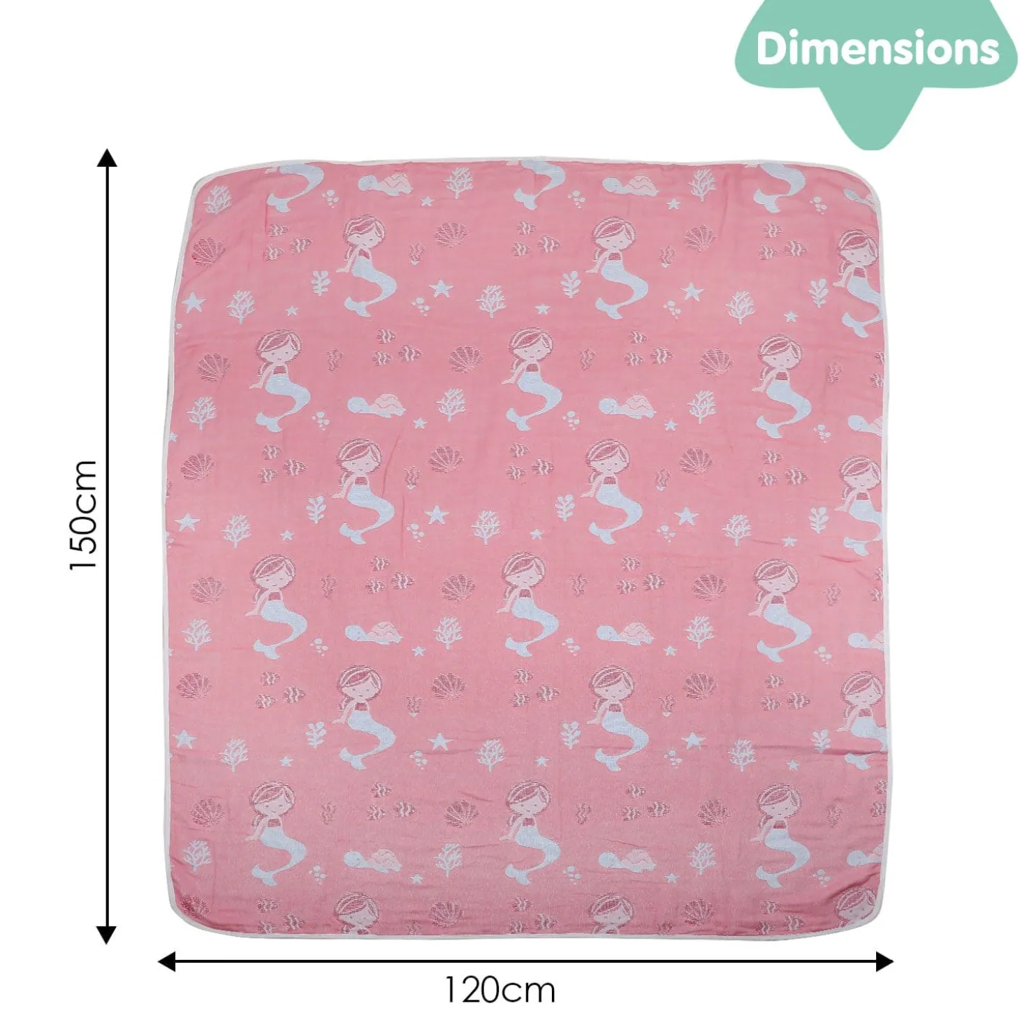 Mermaid Peach Embossed Baby XL Muslin Blanket