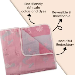 Mermaid Peach Embossed Baby XL Muslin Blanket
