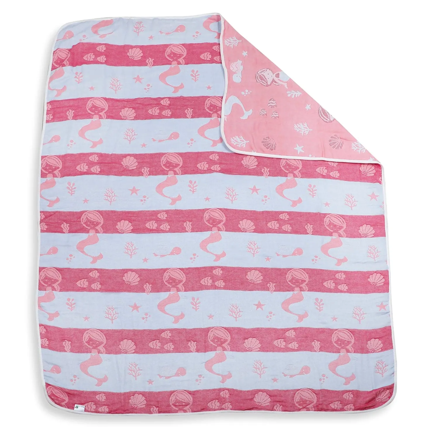 Mermaid Peach Embossed Baby XL Muslin Blanket