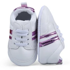 Metallic Stripes Fancy Anti-Slip Sneaker Shoes - White