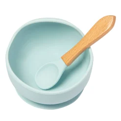 Mint Green Silicon Bowl And Spoon Set