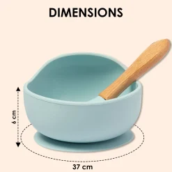 Mint Green Silicon Bowl And Spoon Set