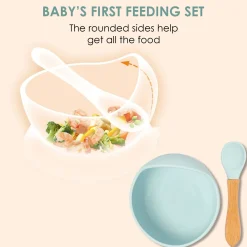 Mint Green Silicon Bowl And Spoon Set