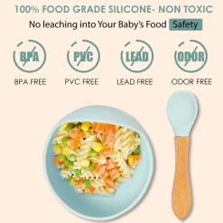 Mint Green Silicon Bowl And Spoon Set