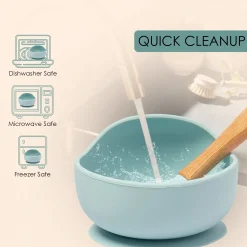 Mint Green Silicon Bowl And Spoon Set