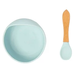 Mint Green Silicon Bowl And Spoon Set