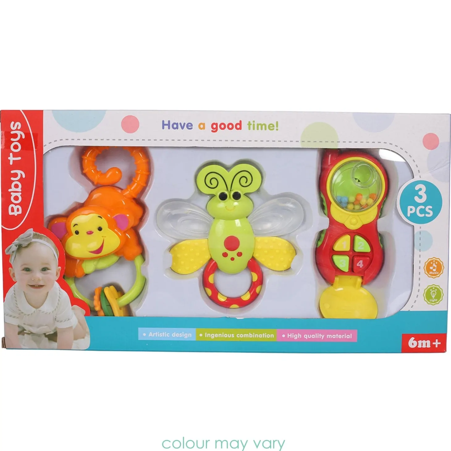 Monkey Bee And Phone Multicolour Set of 3 Musical Rattle Toys