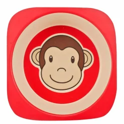 Monkey Red Bamboo Fiber Dinner Set
