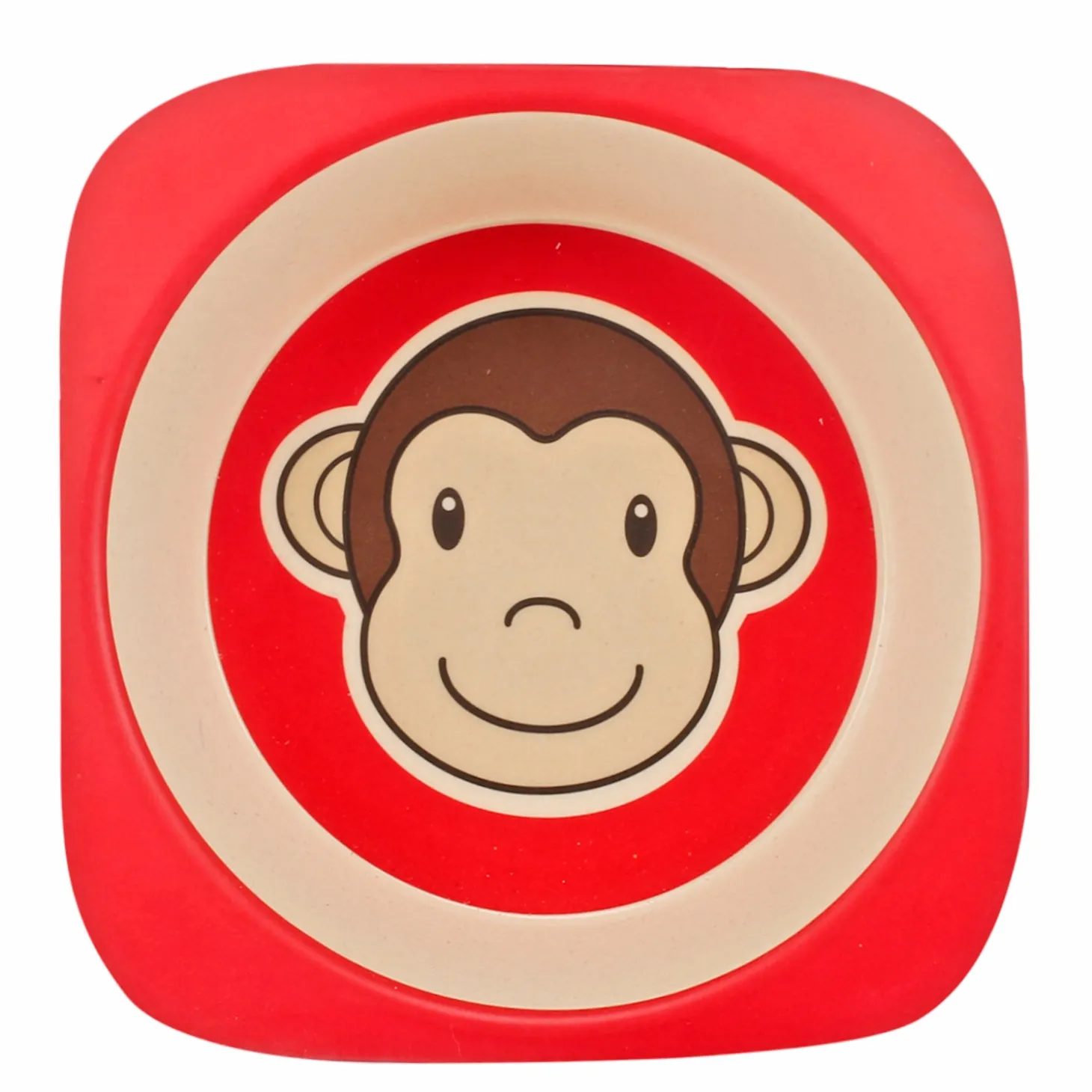 Monkey Red Bamboo Fiber Dinner Set