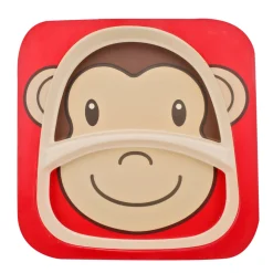 Monkey Red Bamboo Fiber Dinner Set