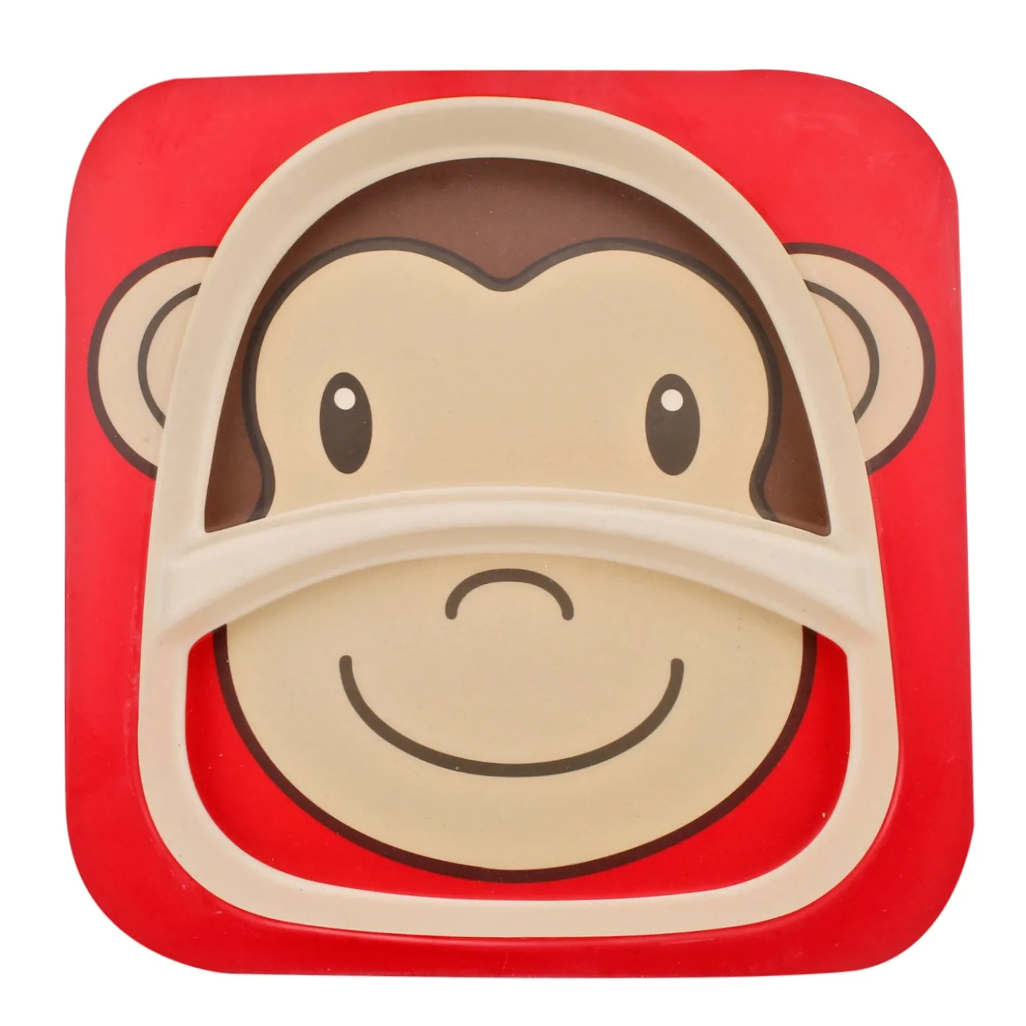 Monkey Red Bamboo Fiber Dinner Set