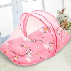 Mosquito Net Tent Mattress Set With Neck Pillow Milkaholic Peach