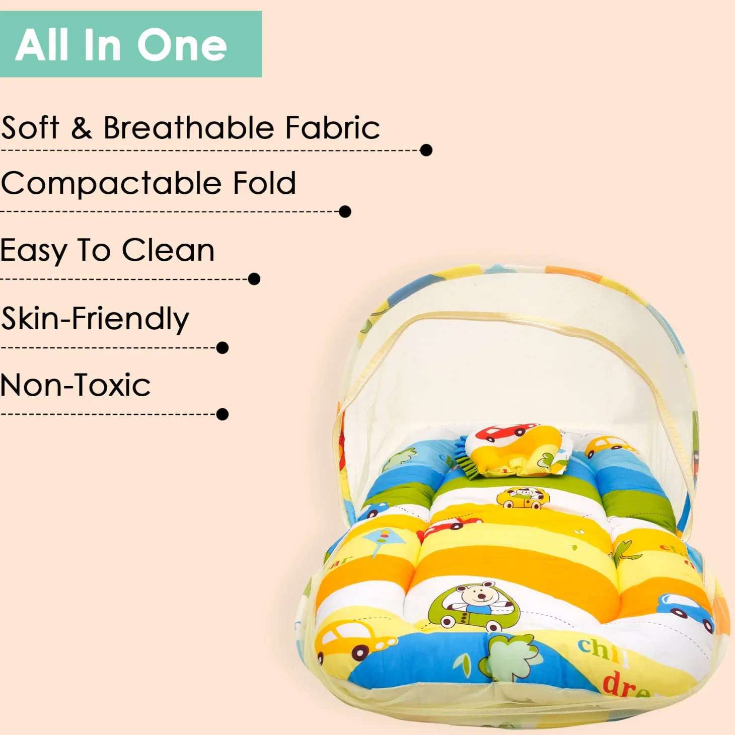 Mosquito Net Tent Mattress Set With Neck Pillow Cruising In My Car Multicolour