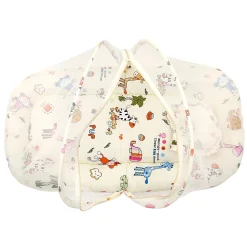 Mosquito Net Tent Mattress Set With Neck Pillow I Love Animals Cream