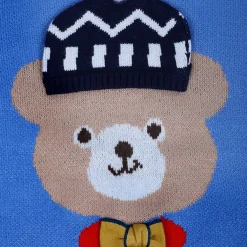 Mr. Bear Premium Full Sleeves Knitted Sweater With 3D Applique - Blue