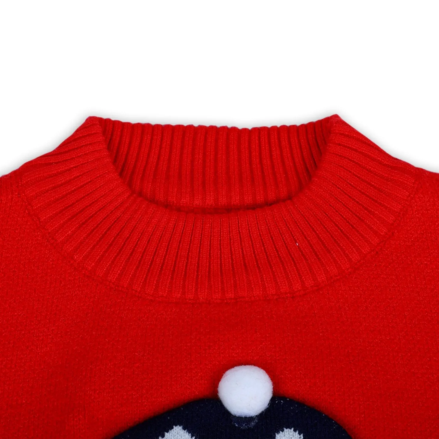 Mr. Bear Premium Full Sleeves Knitted Sweater With 3D Applique - Red