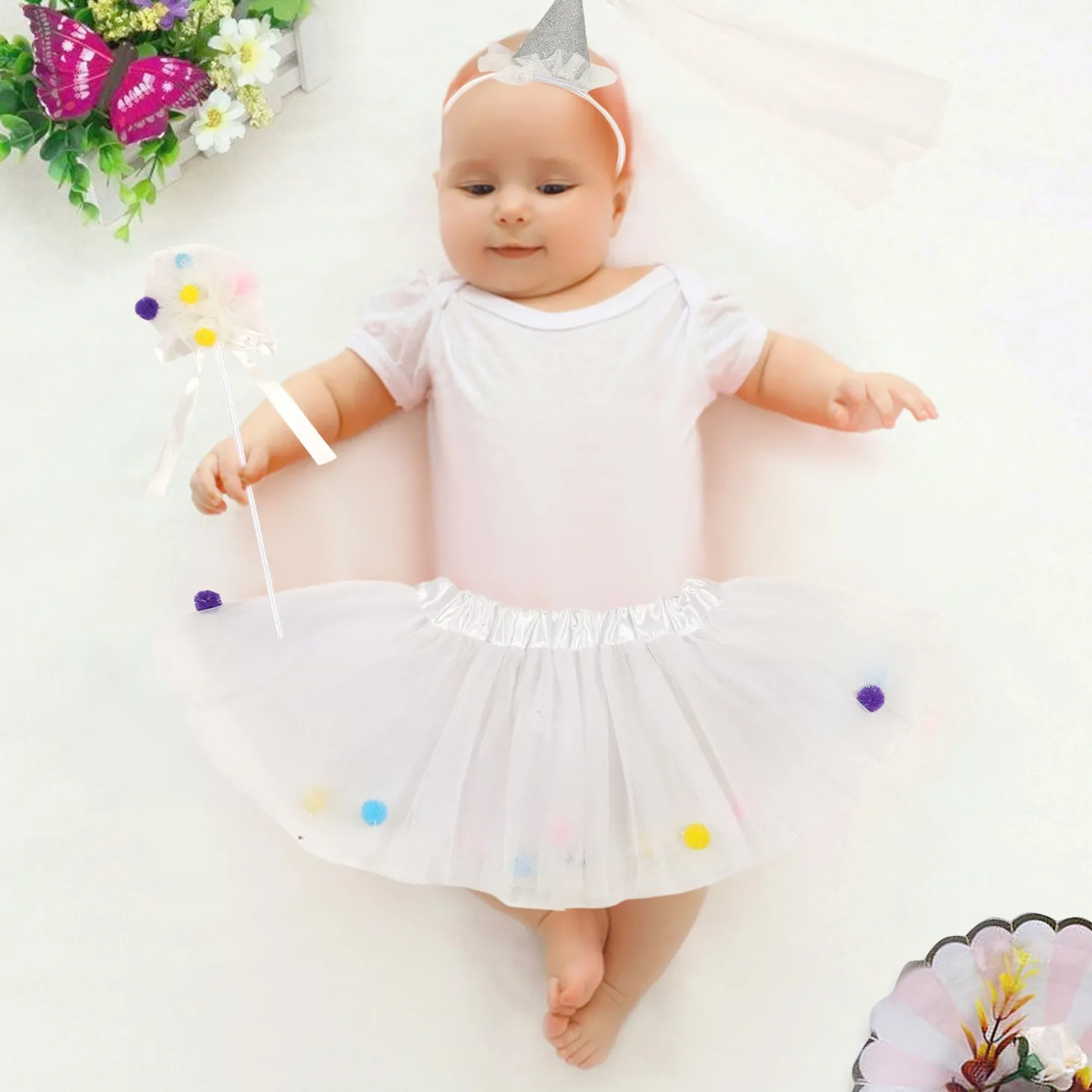 My Cheerleader Pom Pom White Tutu Skirt And Accessory Set
