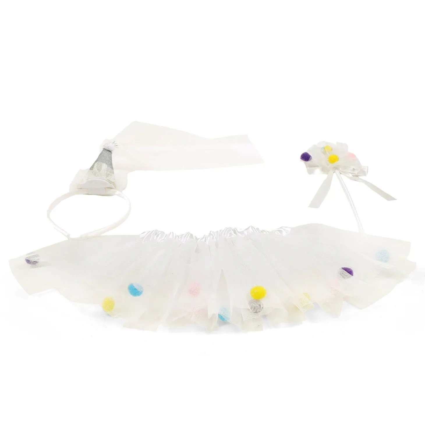My Cheerleader Pom Pom White Tutu Skirt And Accessory Set