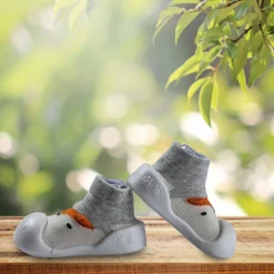 Newborn Anti-Skid Rubber Sole Slip-On Shoes Fox - Grey