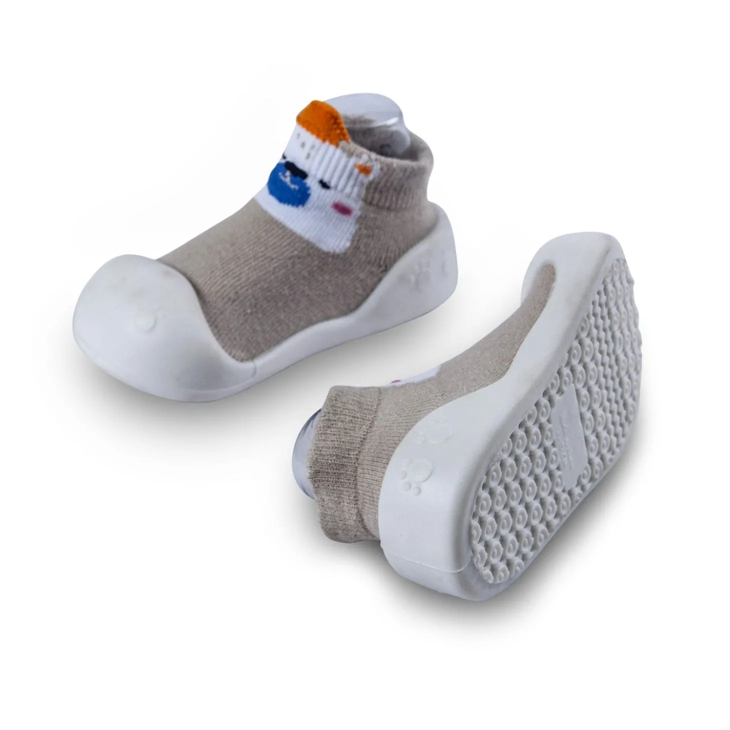 Newborn Anti-Skid Rubber Sole Slip-On Shoes Teddy - Beige