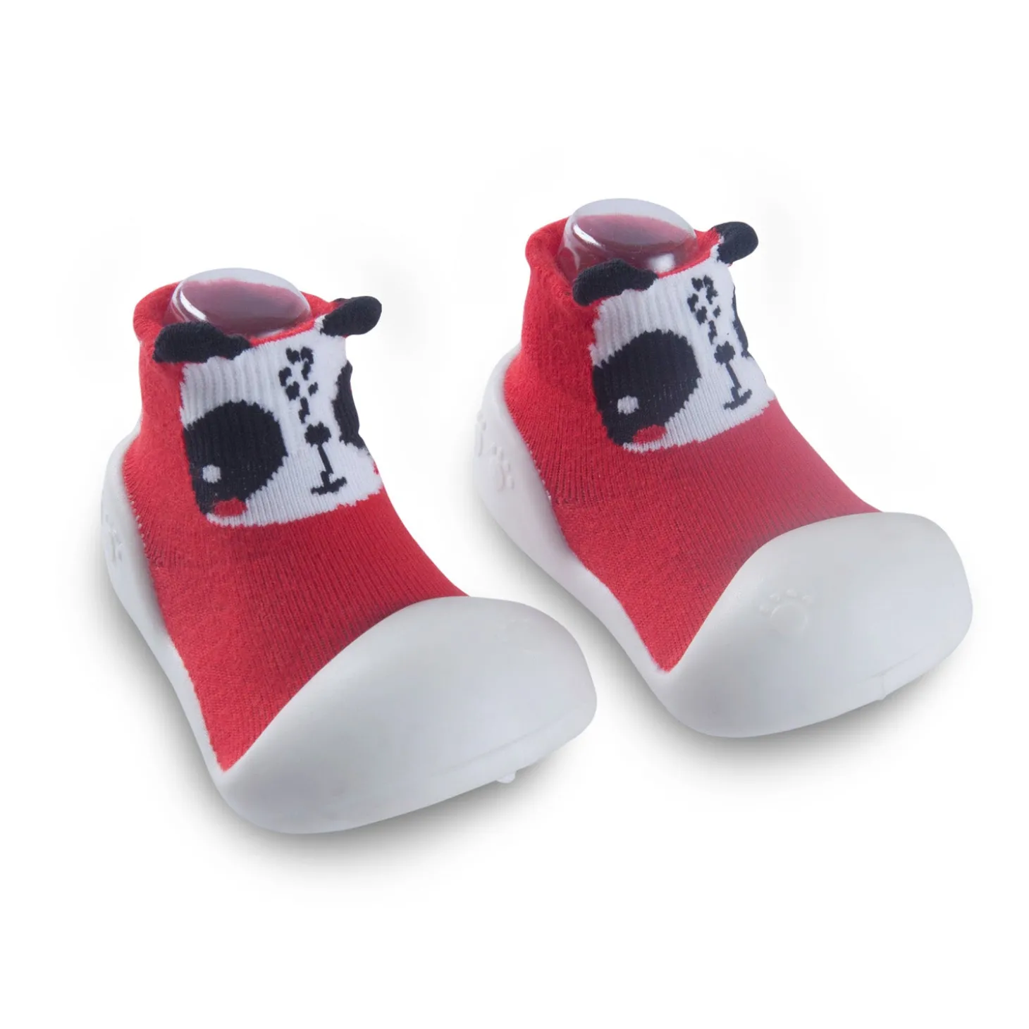 Newborn Anti-Skid Rubber Sole Slip-On Shoes Panda - Red