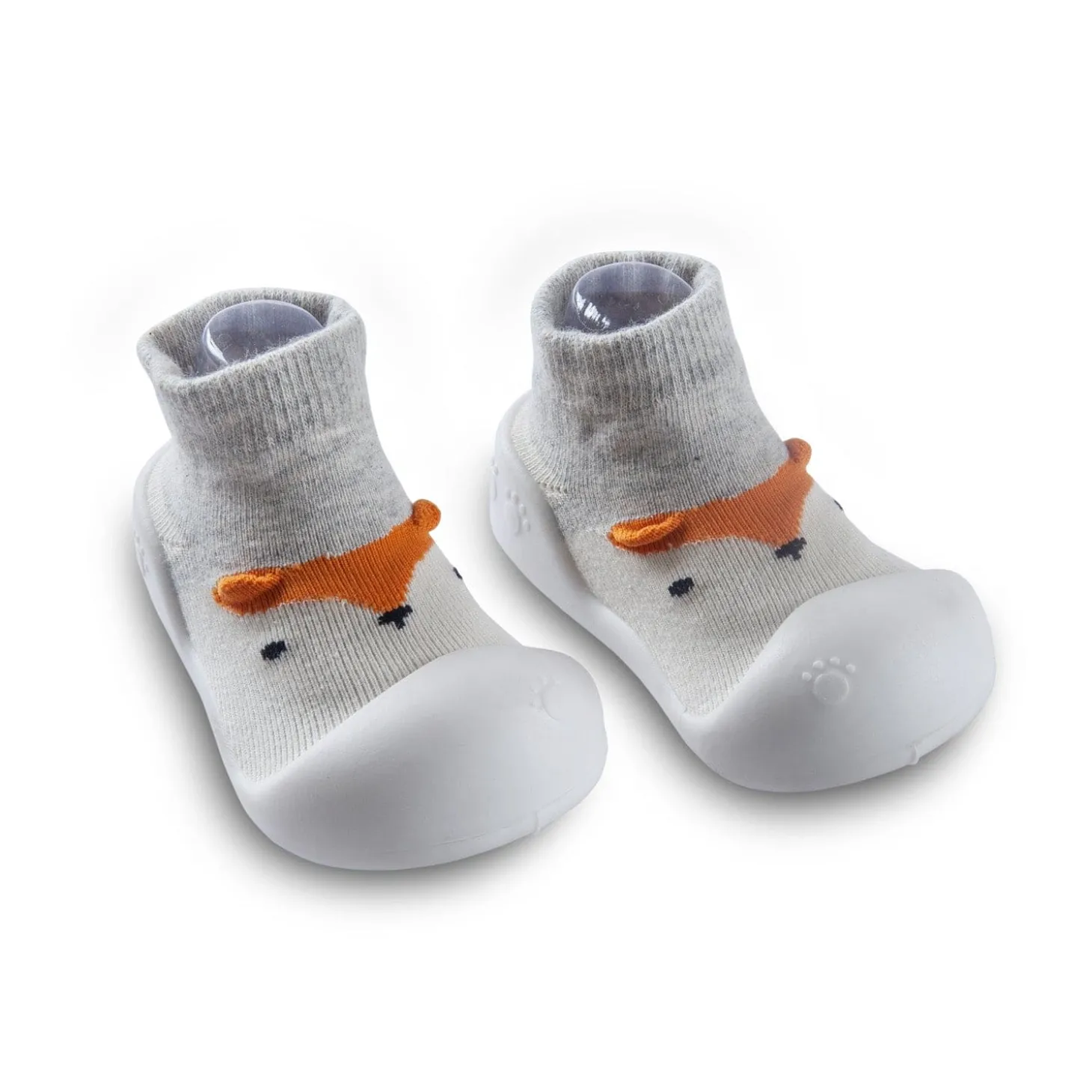 Newborn Anti-Skid Rubber Sole Slip-On Shoes Fox - Grey
