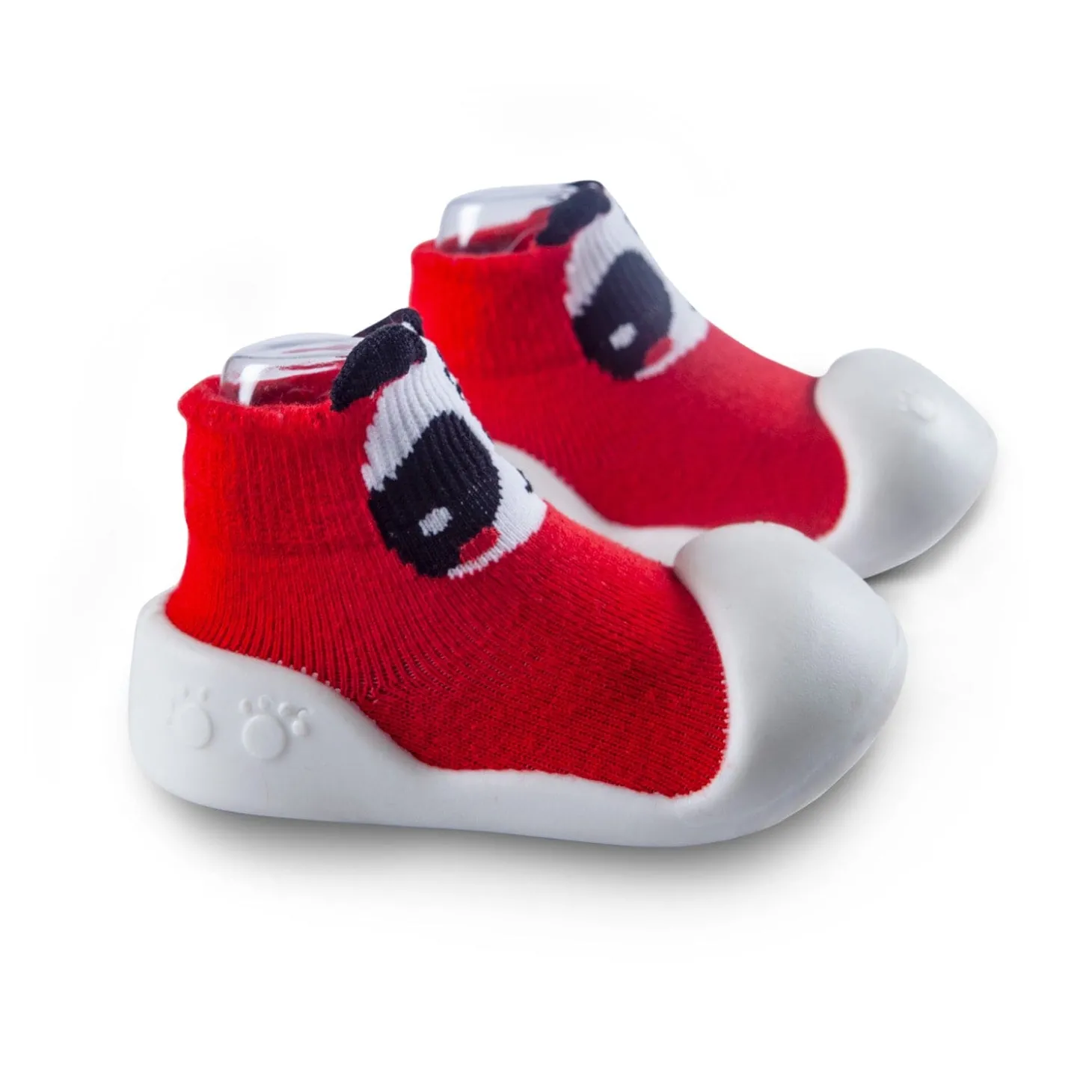 Newborn Anti-Skid Rubber Sole Slip-On Shoes Panda - Red